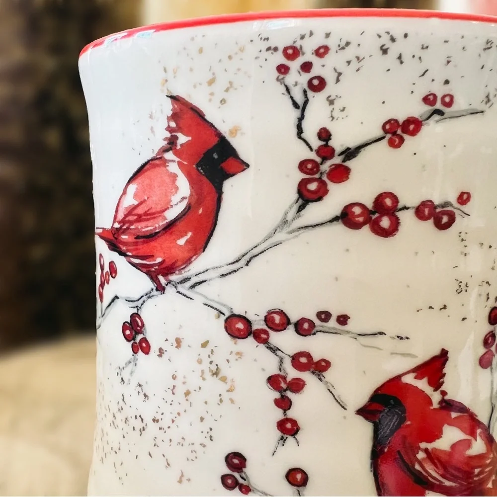 NEW Sheffield Home Ceramic Red & White Christmas Winter Cardinals Mug - Picture 3 of 8
